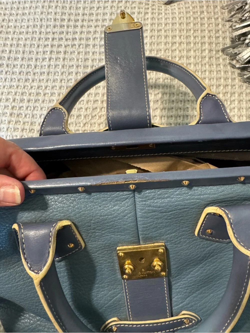 LV Vintage Blue Suhali Leather L’Ingenieux PM Satchel with COA